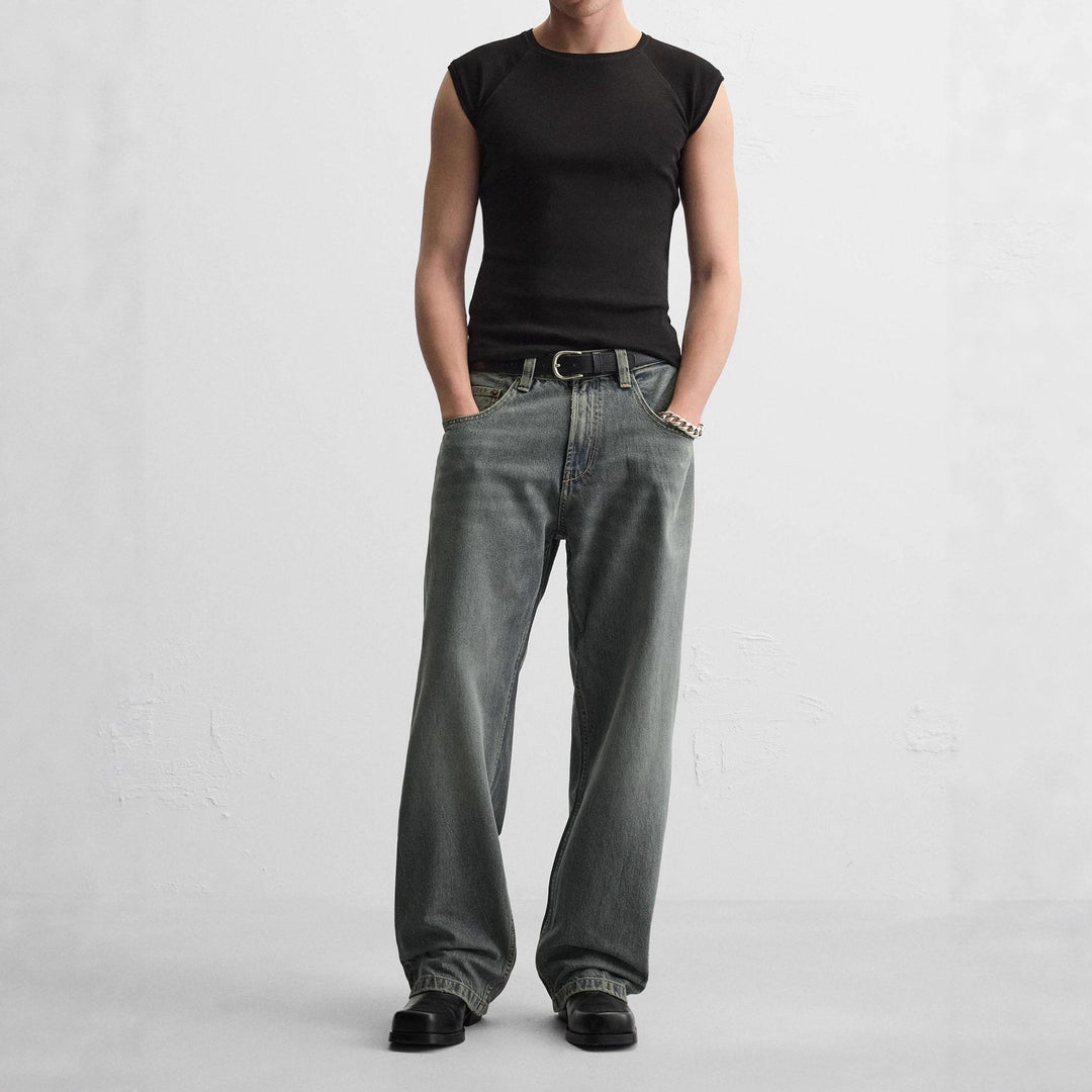 Damen High‑Waist Cropped Wide‑Leg Jeans aus weichem Stretch-Denim Drune