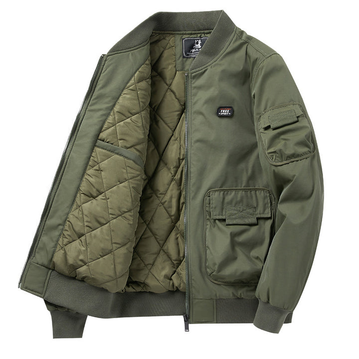 Herren leichte Aviator-Bomberjacke mit großen Cargo‑Taschen und Ärmel‑Utilityfach Drune