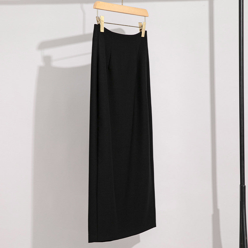 Damen Maxirock aus Feinstrick mit geradem Fall und hoher Taille Drune