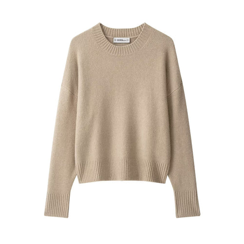 Damen Feiner Oversize-Pullover mit Rundhals und verlängerten Rippbündchen Drune