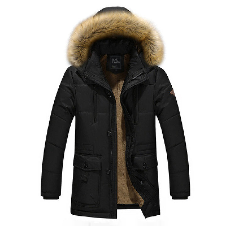 Herren Parka mit Teddyfutter, Kunstfellkapuze und Multifunktionstaschen Drune