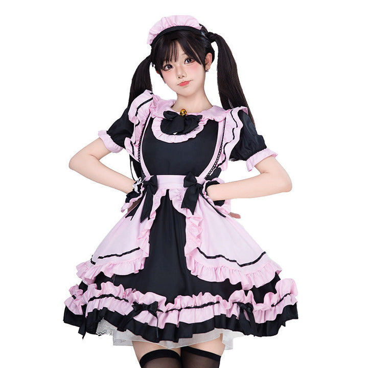 Mädchen verspieltes Kostümkleid mit Rüschen und Katzenohren Drune