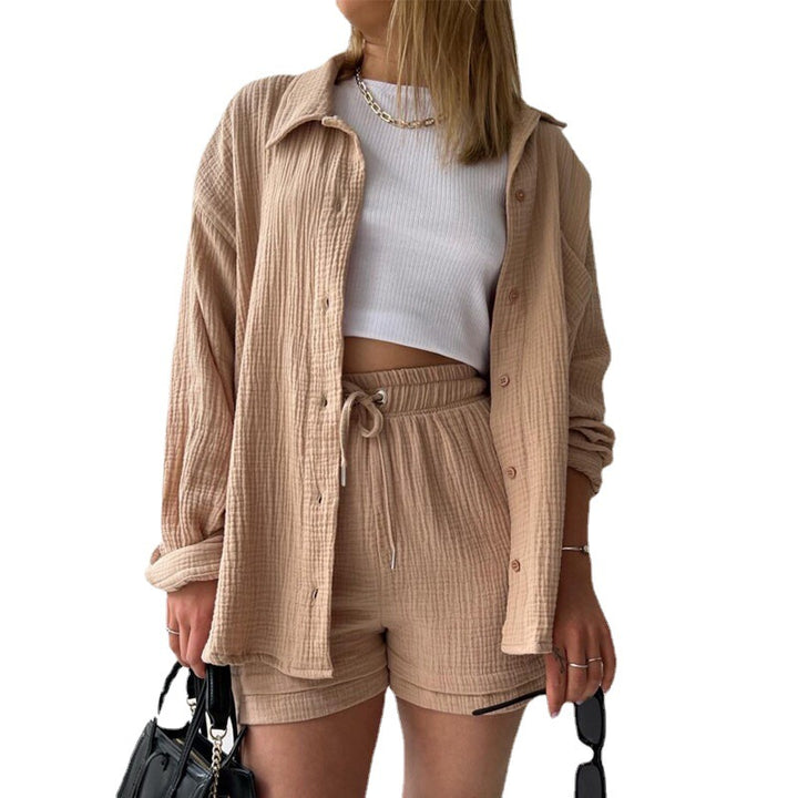 Damen lässiges Oversize-Hemd mit kurzem Schnitt und praktischen Taschen Drune