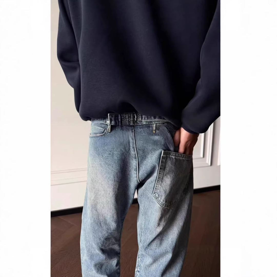 Herren Trendige Weitgeschnittene Denim-Jeans Drune