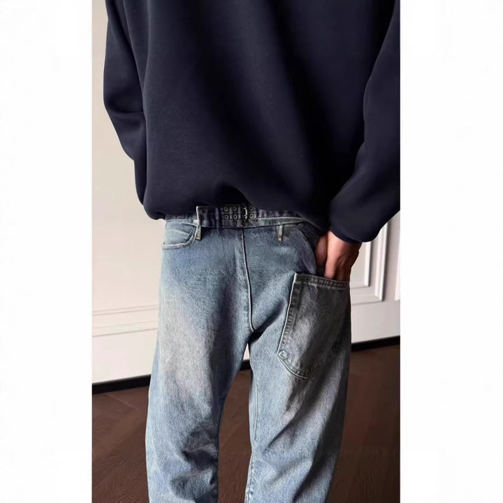 Herren Trendige Weitgeschnittene Denim-Jeans Drune