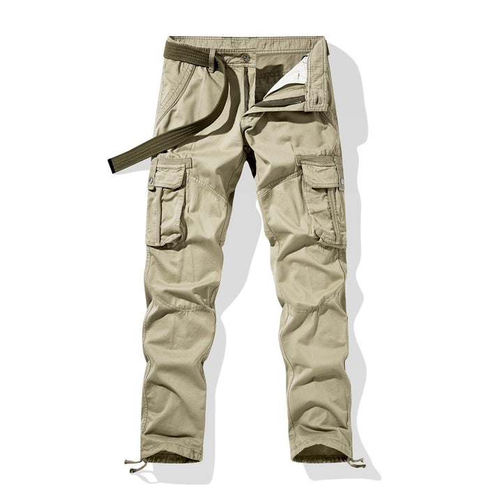 Herren Taktische Cargohose mit Knieabnähern, Mehrfachtaschen und Kordelzug Drune