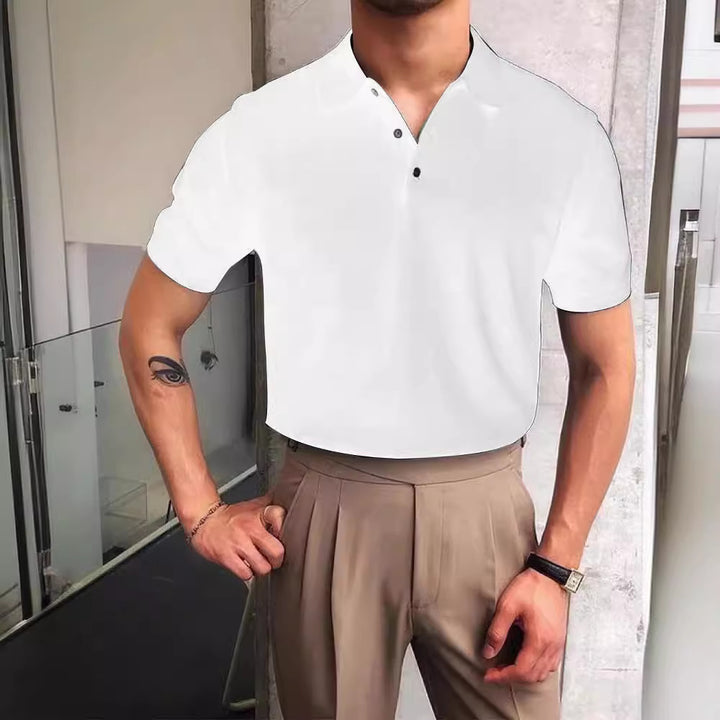 Herren nan Premium-Feinstrick-Poloshirt mit offenem Hemdkragen und dezenter Knopfleiste Drune