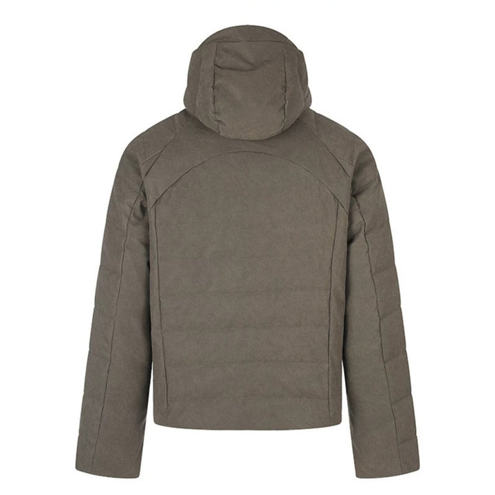 Herren wattierte Kurz-Steppjacke mit Kapuze, Tunnelzug und durchgehendem Reißverschluss Drune