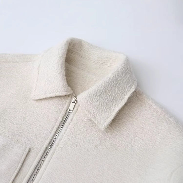 Damen Cropped-Hemdjacke aus Bouclé mit Boxy-Schnitt und Fronttaschen Drune