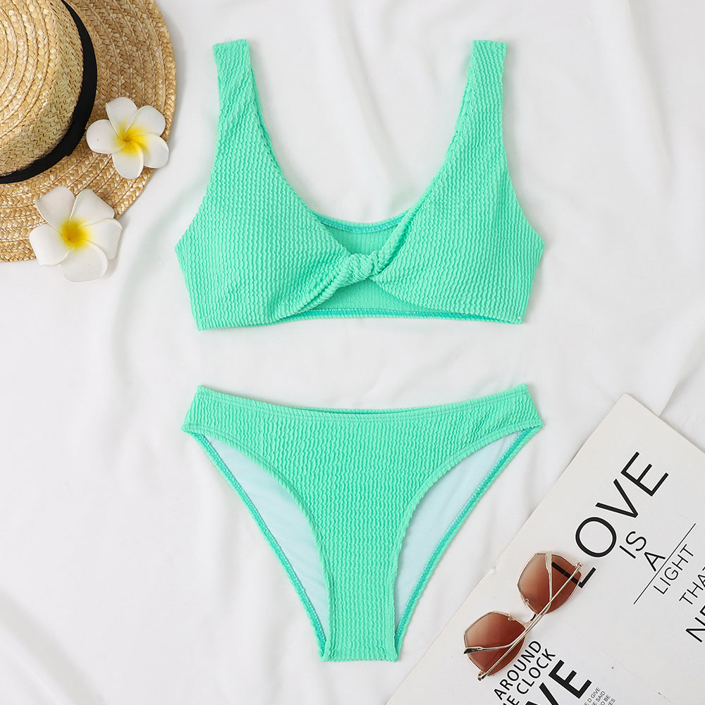 Damen strukturiertes Twist Vorderbikini-Set Drune