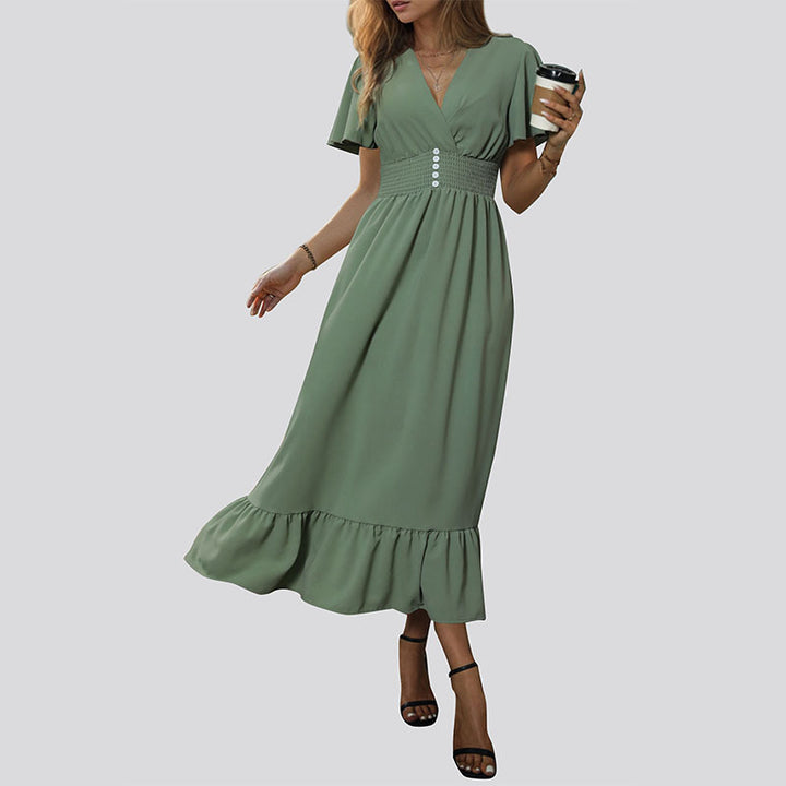 Damen Elegant fließendes Maxikleid Drune