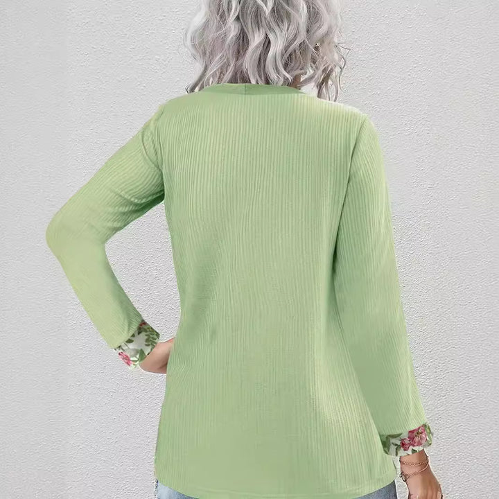 Damen lässiger Cardigan mit floralem Innenfutter und langen Ärmeln Drune