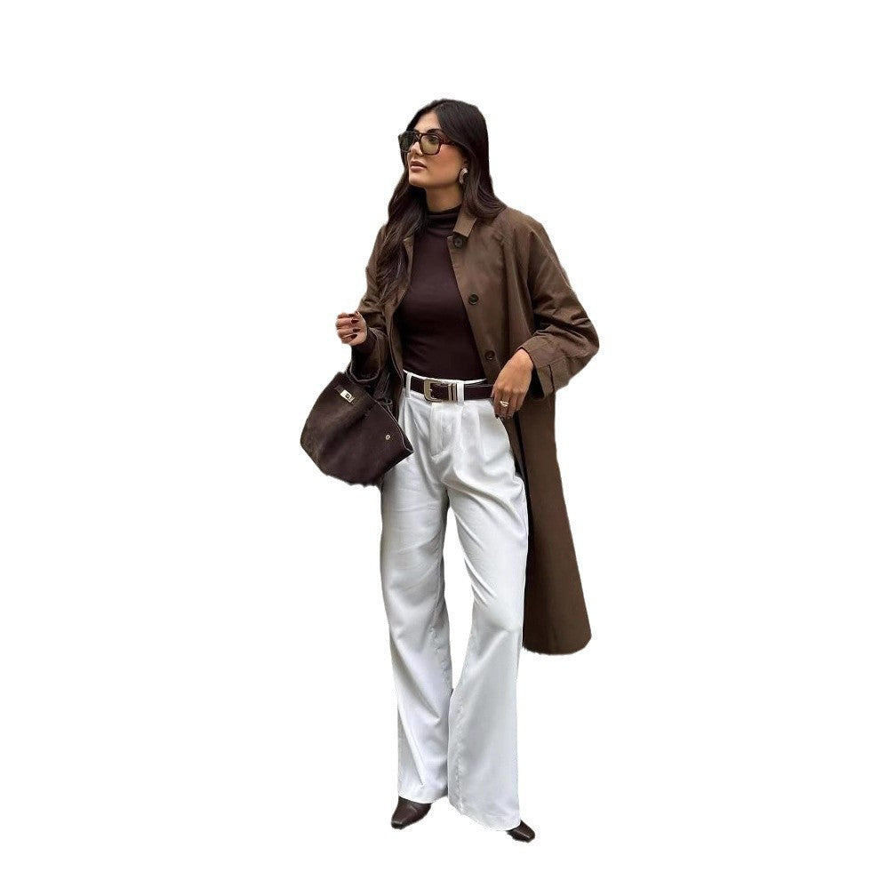 Damen modische Trenchcoatjacke mit lässigem Schnitt und Gürtel Drune
