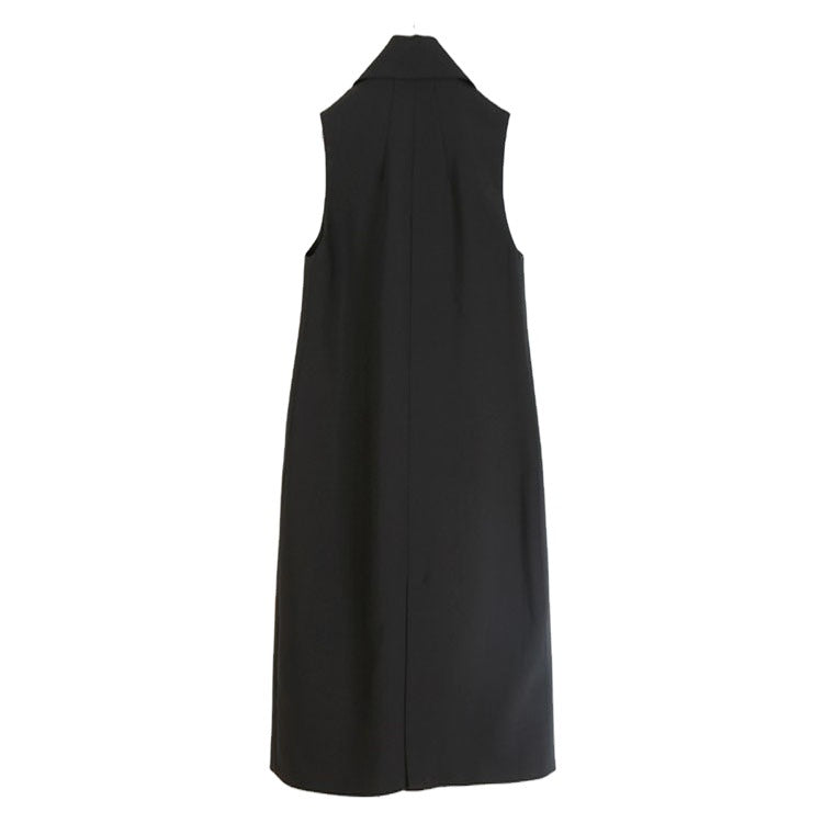 Damen Ärmellose A-Linien Longweste im Oversized Tailoring mit Schalkragen Drune