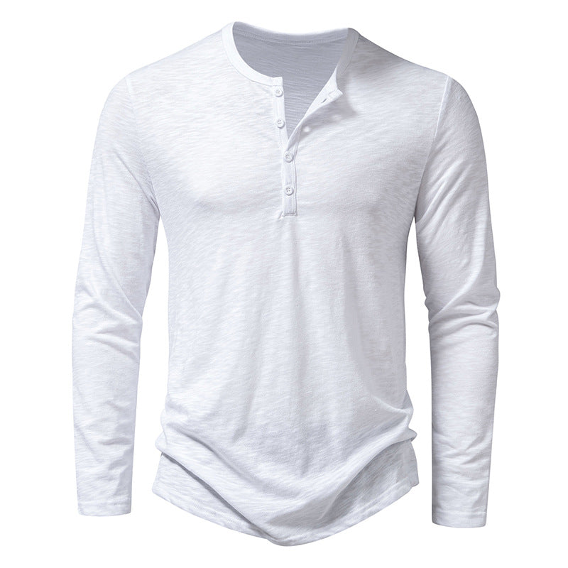 Herren nan Feinstrick-Henley mit Rundhalsausschnitt, verdeckter Knopfleiste und figurbetonter Passform Drune