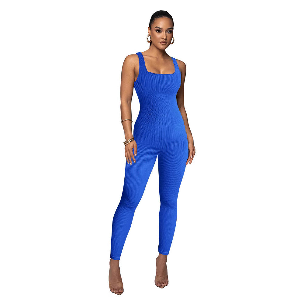 Damen Figurbetonter Strick-Jumpsuit mit Quadrat-Ausschnitt Drune