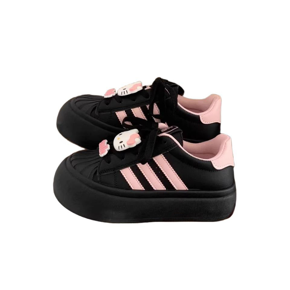 Damen Plateau Sneakers mit verspielten Hello Kitty Applikationen Drune