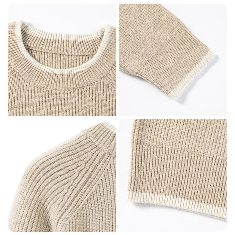 Herren Modischer Grobstrickpullover mit Rundhalsausschnitt Drune