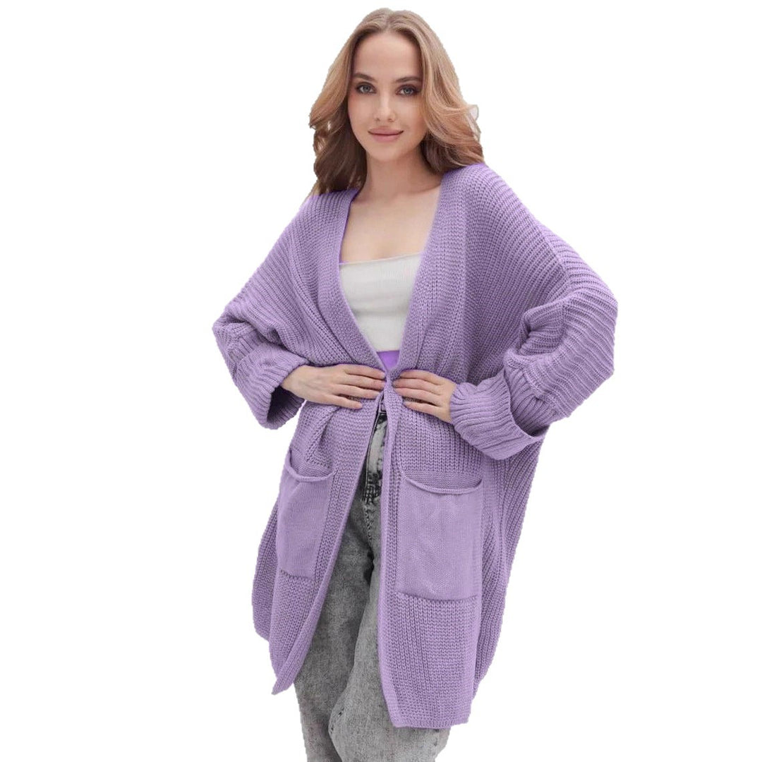 Damen Grobstrick-Cardigan mit weit geschnittenen Ärmeln und großzügigen Taschen Drune