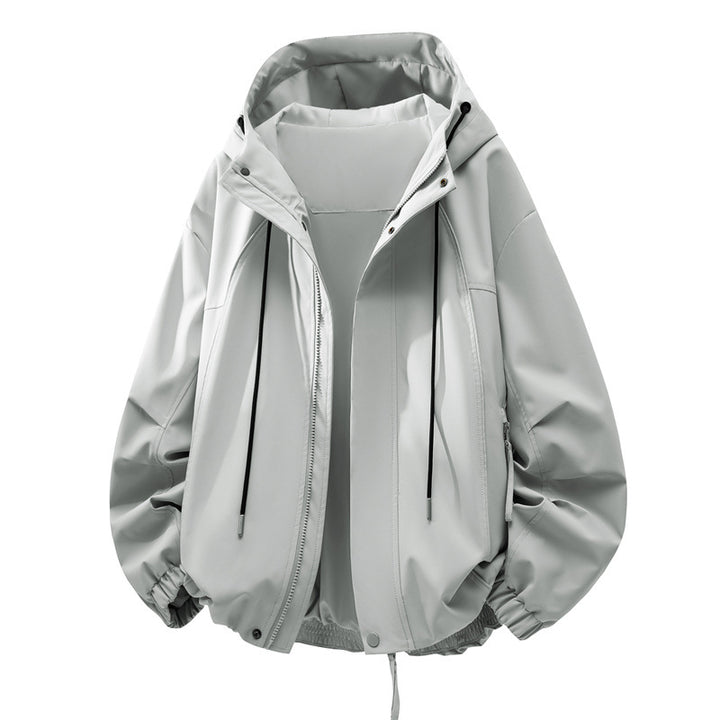 Unisex Oversize Regen- und Windjacke mit Kapuze, wasserabweisender Funktionsmembran Drune
