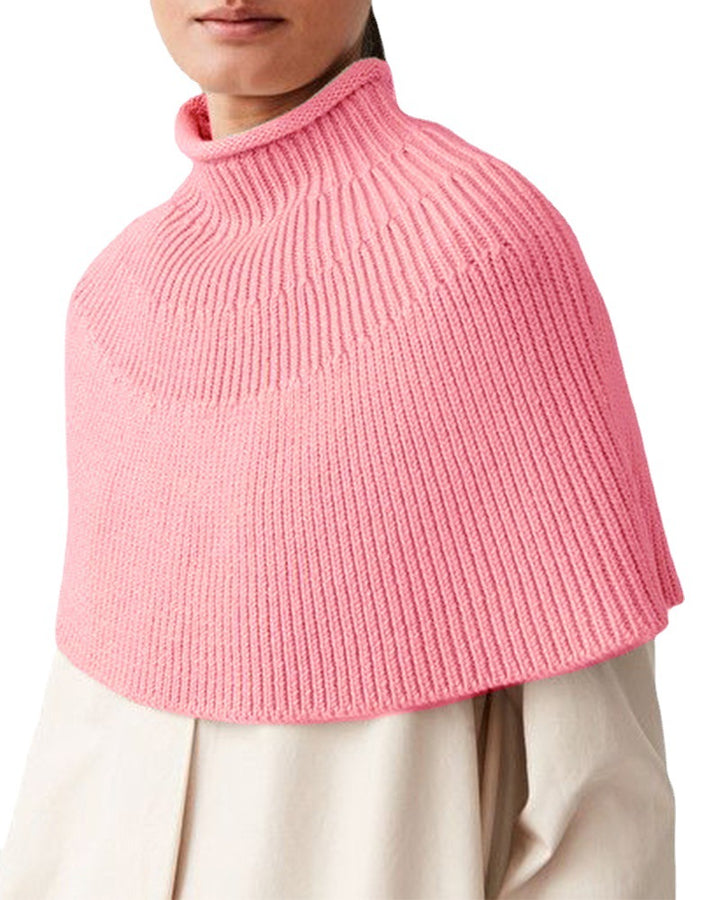 Damen Strick-Cape mit hohem Kragen und feiner Rippstruktur Drune