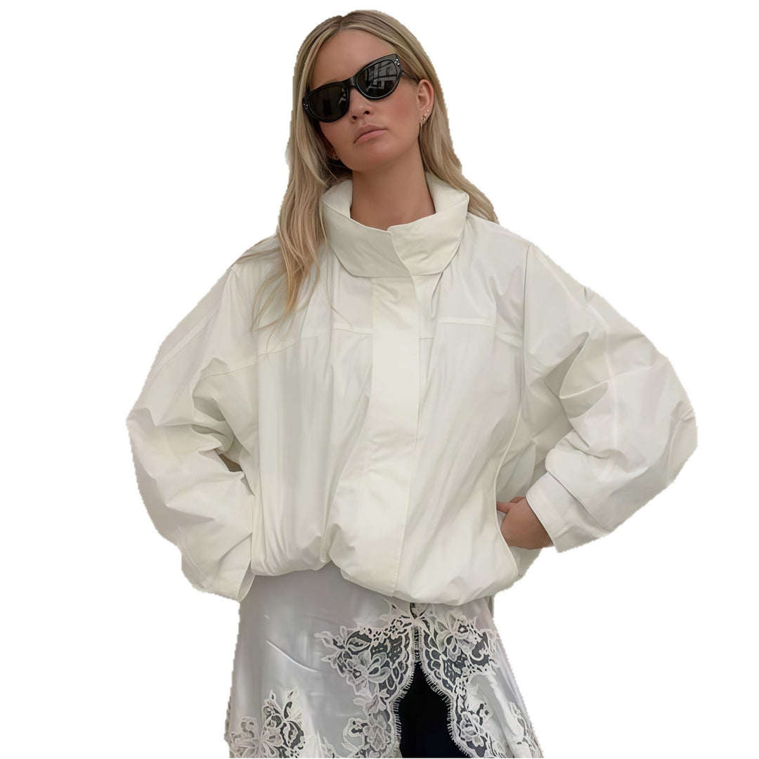 Damen moderne Übergangsjacke mit hohem Kragen Drune