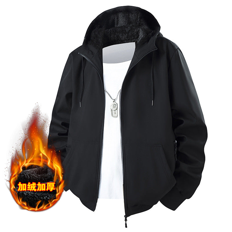 Herren Kapuzenjacke mit Teddyfutter, windabweisendem Außenstoff und geradem Schnitt Drune