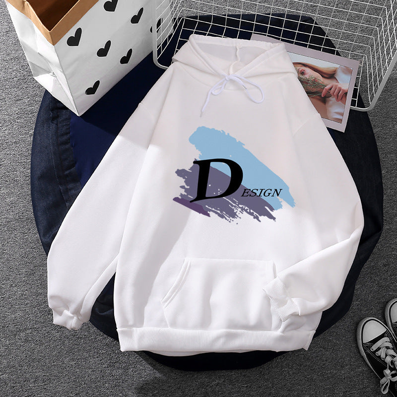 Unisex nan lässiger Kapuzenpullover mit großflächigem Pinsel-Logo, Kängurutasche und verstellbarer Kapuze Drune
