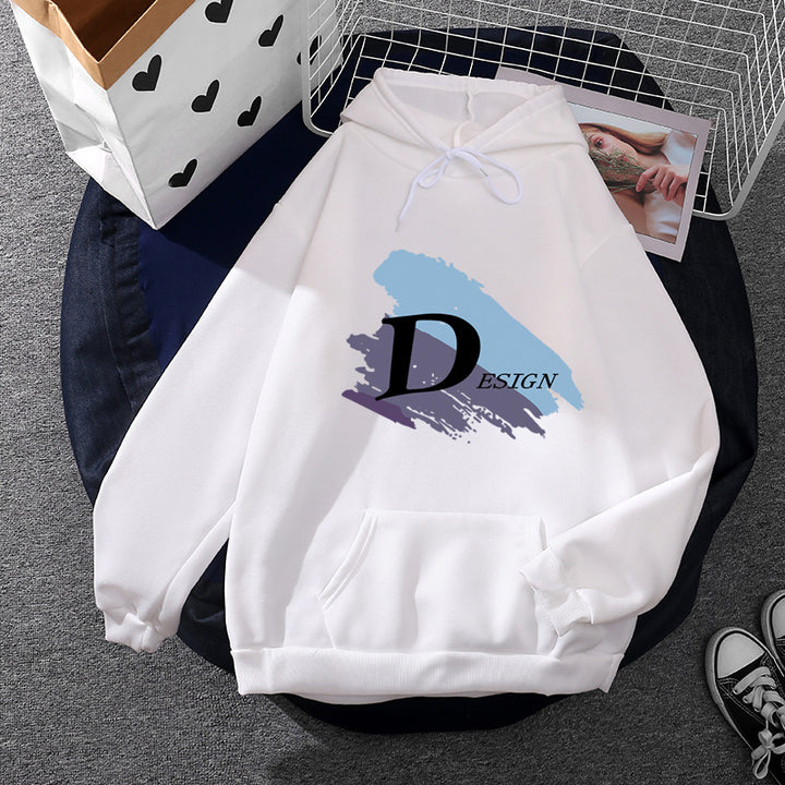 Unisex nan lässiger Kapuzenpullover mit großflächigem Pinsel-Logo, Kängurutasche und verstellbarer Kapuze Drune