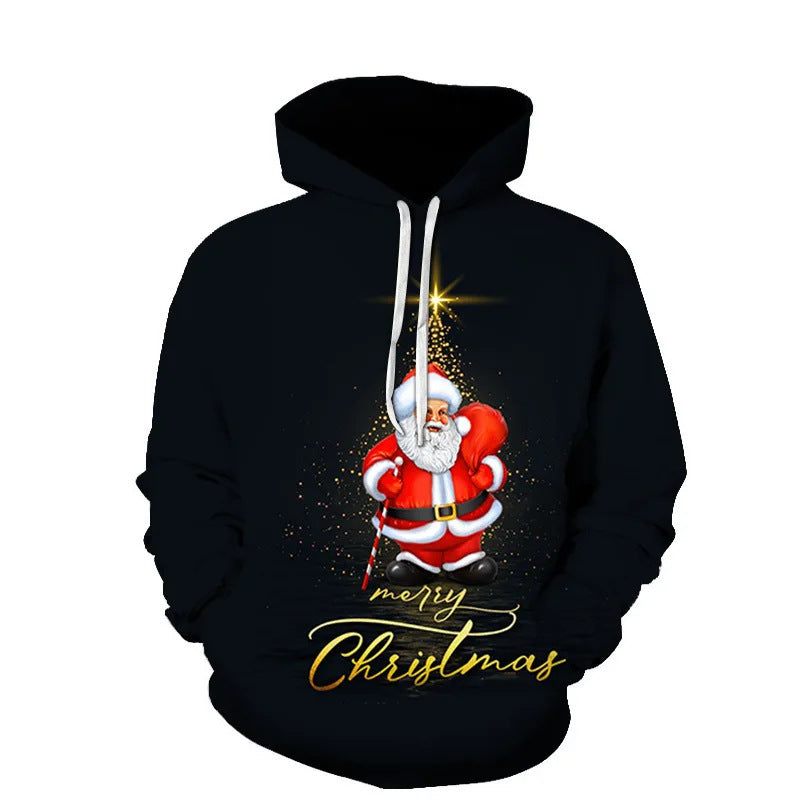 Damen Verspielter Weihnachts-Kapuzenpullover mit buntem Motiv Drune