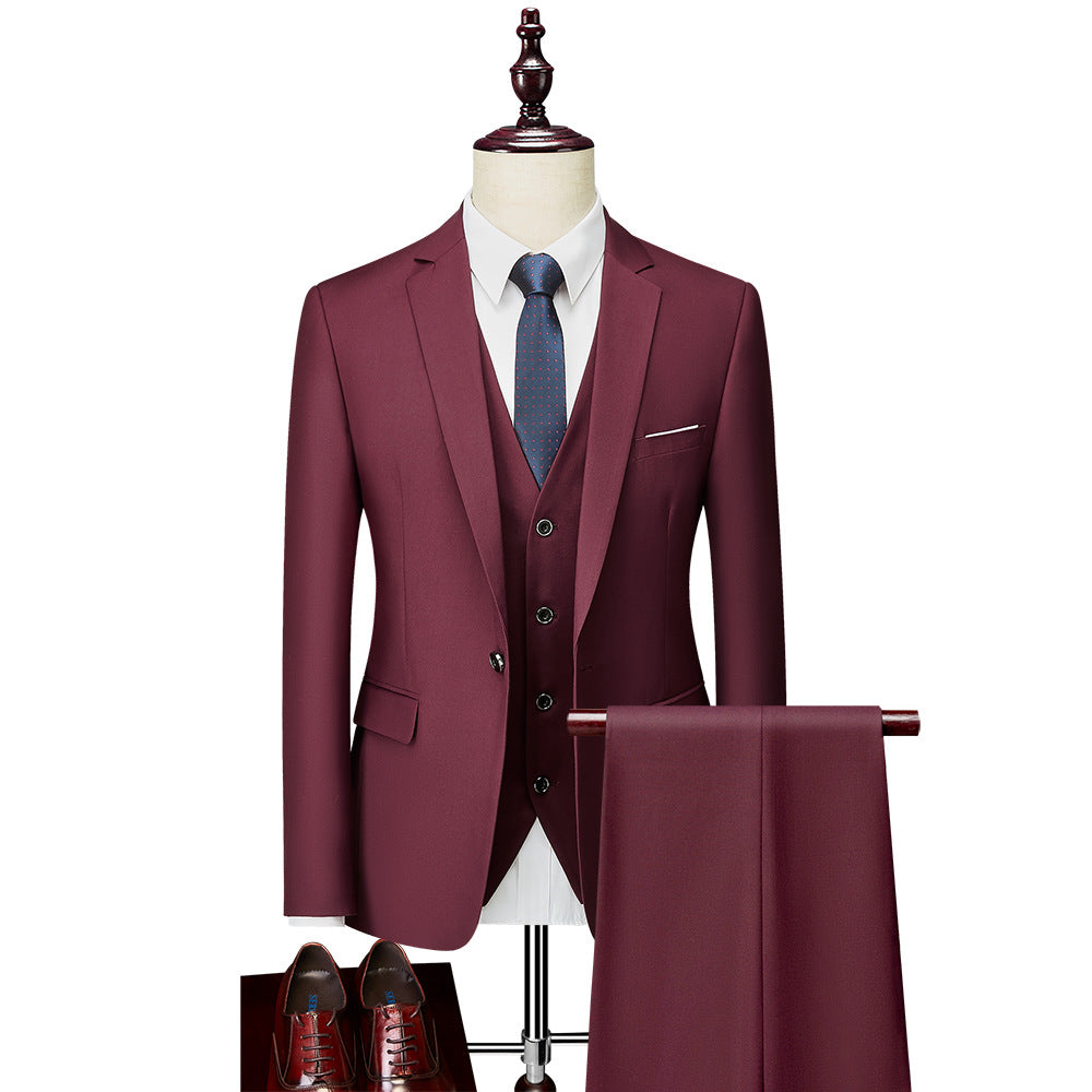 Herren Dreiteiliger Slim-Fit Businessanzug mit Weste und schmaler Silhouette Drune
