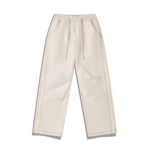 Damen Weite Denim-Cargo-Culotte mit elastischem Bund und Kontraststeppung Drune
