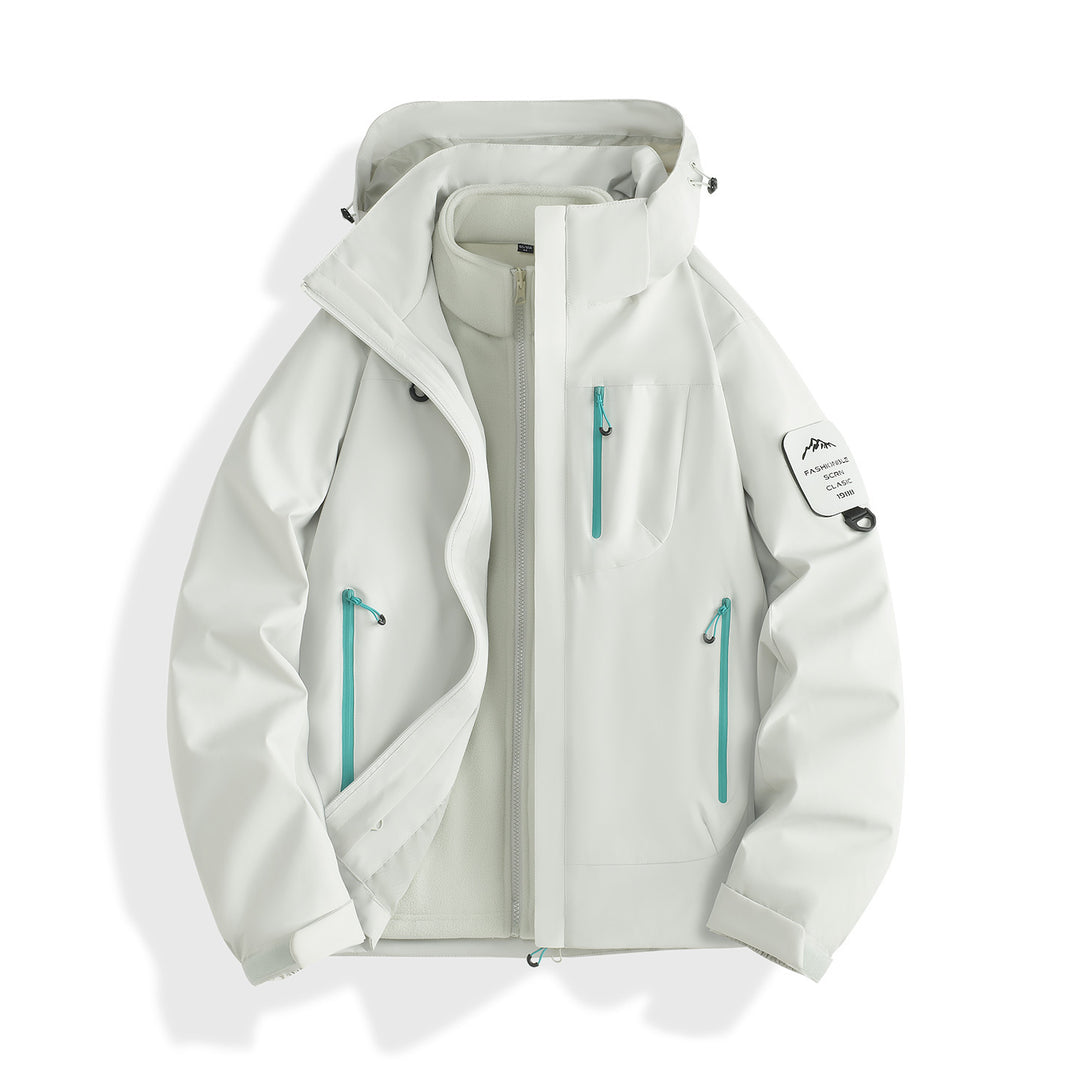 Damen zweilagige Softshell-Parka mit herausnehmbarem Fleecefutter und wasserdichten Reißverschlüssen Drune