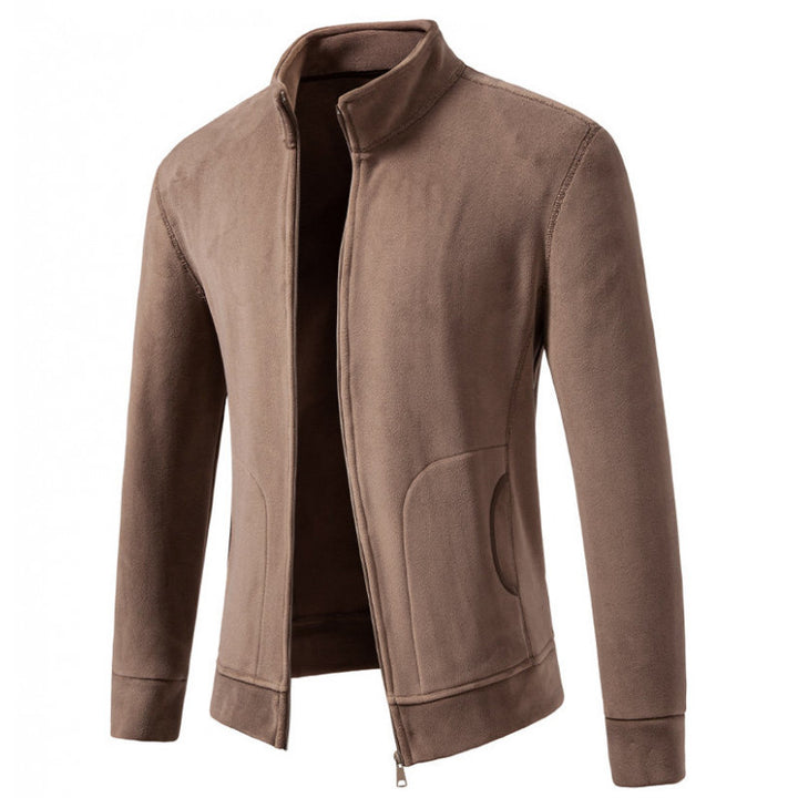Herren Slim-Fit Fleecejacke mit Stehkragen, durchgehendem Reißverschluss und Eingrifftaschen Drune