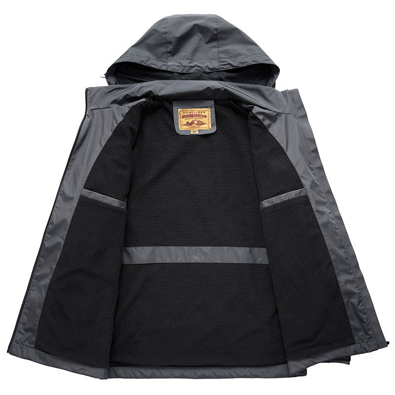 Herren Wasserfeste Softshelljacke mit Kapuze und Fleecefutter, winddicht und atmungsaktiv Drune