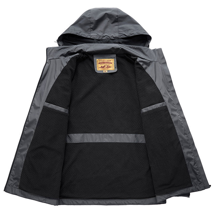 Herren Wasserfeste Softshelljacke mit Kapuze und Fleecefutter, winddicht und atmungsaktiv Drune