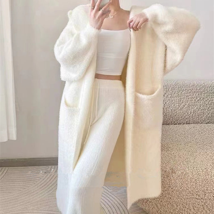 Damen Flauschige Strickjacke mit praktischen Taschen und lässigem Schnitt Drune