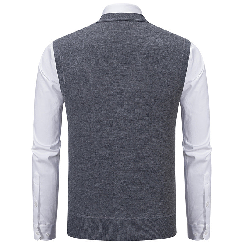 Herren elegante Strickweste mit klassischem Rautenmuster und praktischen Taschen Drune
