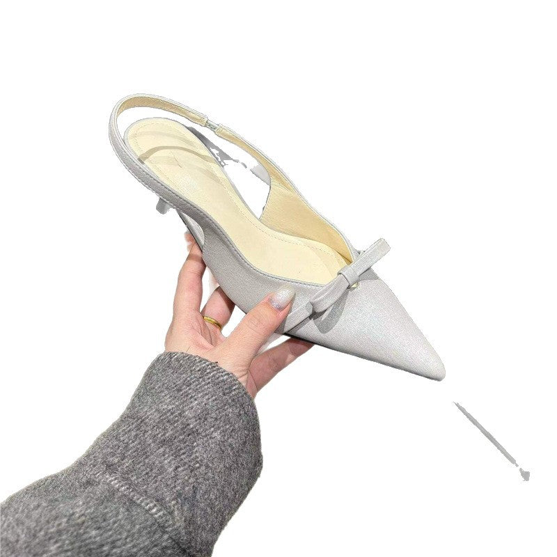 Damen elegante Slingback-Pumps mit feinem Riemchen und Schleifenapplikation Drune