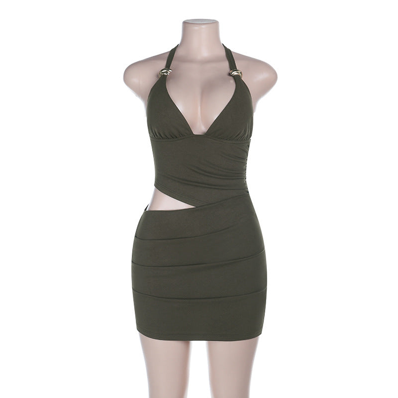 Damen Bandeau-Minikleid mit verführerischem Wickeldesign und tiefem Ausschnitt Drune
