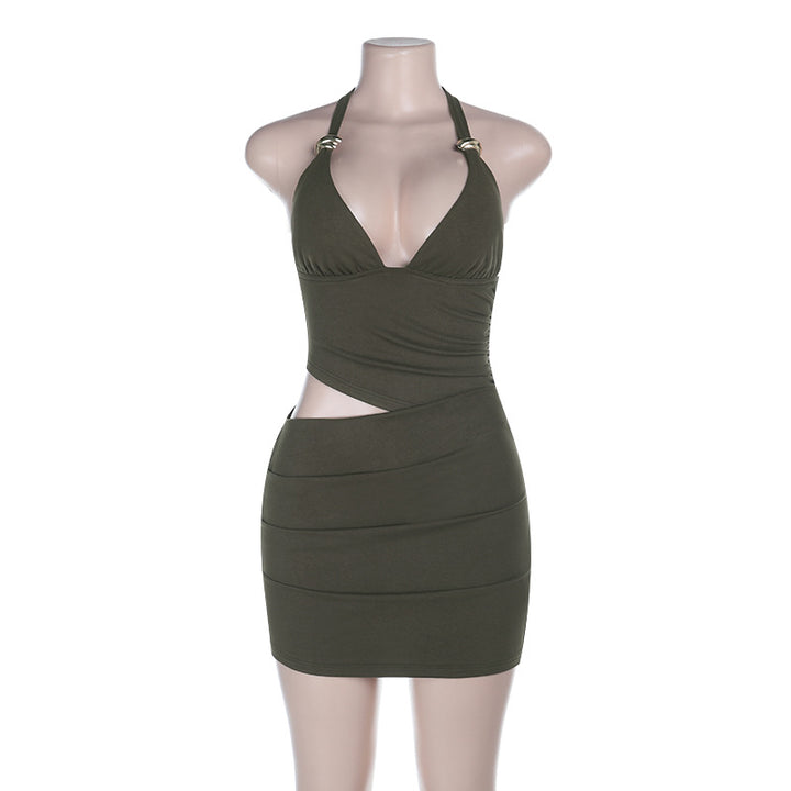 Damen Bandeau-Minikleid mit verführerischem Wickeldesign und tiefem Ausschnitt Drune