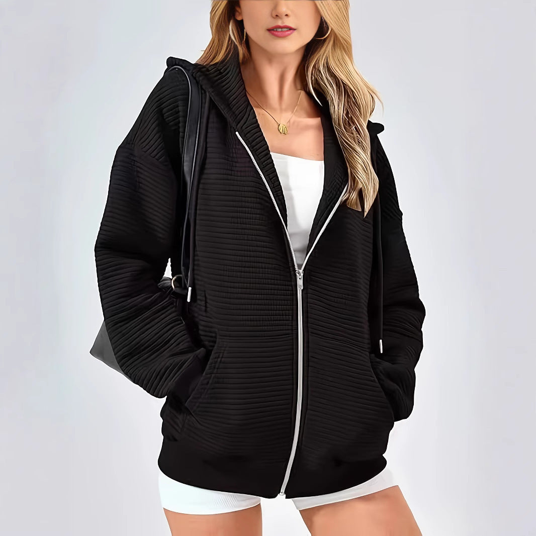Damen sportliche Kapuzenjacke mit strukturiertem Schnitt und praktischen Taschen Drune