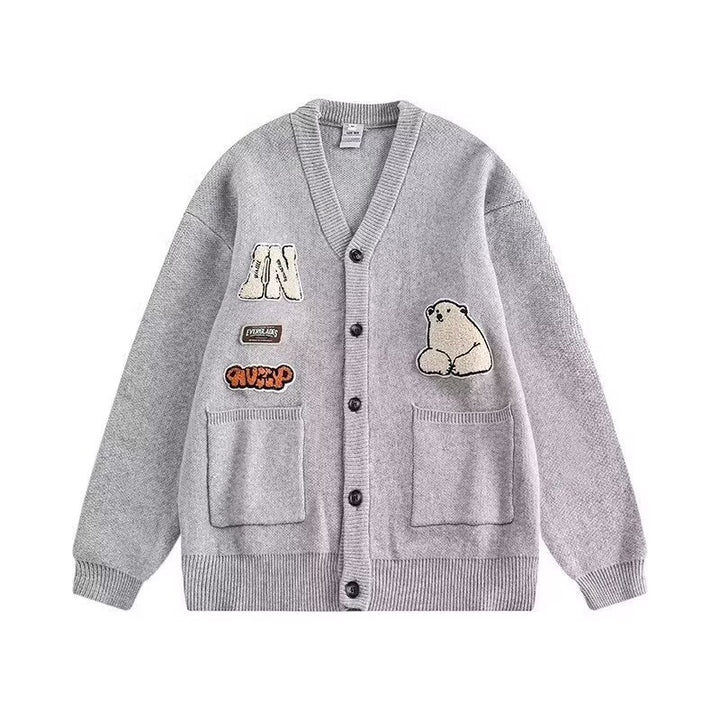 Damen Gemütliche Strickjacke mit bunten Applikationen Drune