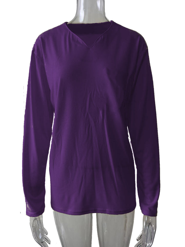 Damen nan legeres Langarmshirt mit V-Notch-Ausschnitt, Brusttasche und lockerer Oversize-Passform Drune
