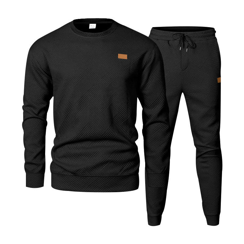 Herren Feinstrukturiertes Lounge-Set mit Rundhals-Pullover & schmaler Jogginghose Drune