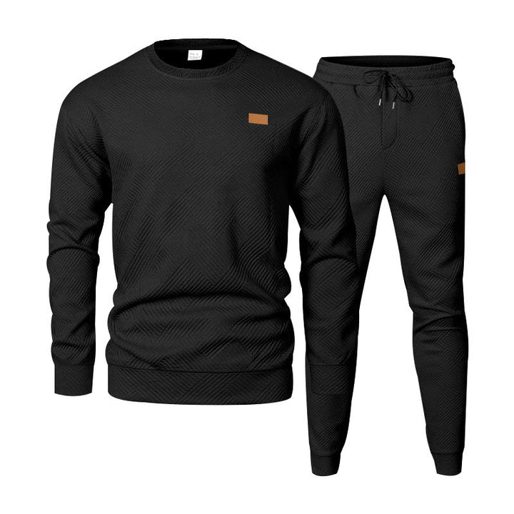 Herren Feinstrukturiertes Lounge-Set mit Rundhals-Pullover & schmaler Jogginghose Drune