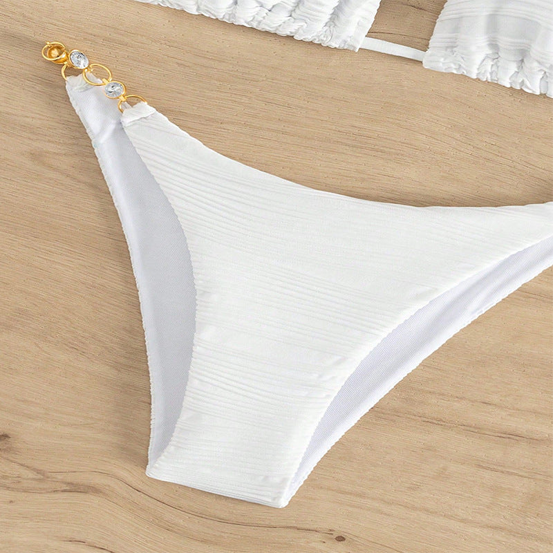 Damen Triangel-Bikini mit elegantem Schmuckdetail und hohem Beinausschnitt Drune