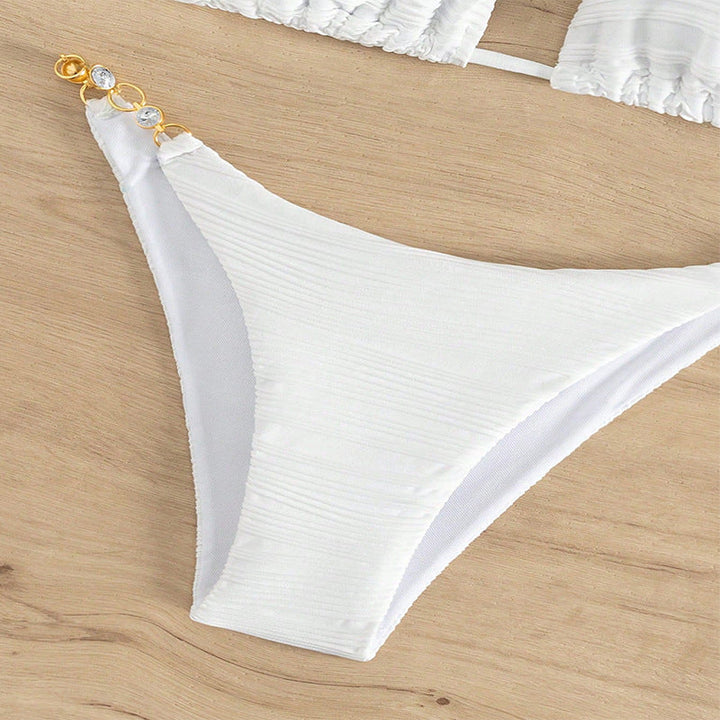 Damen Triangel-Bikini mit elegantem Schmuckdetail und hohem Beinausschnitt Drune