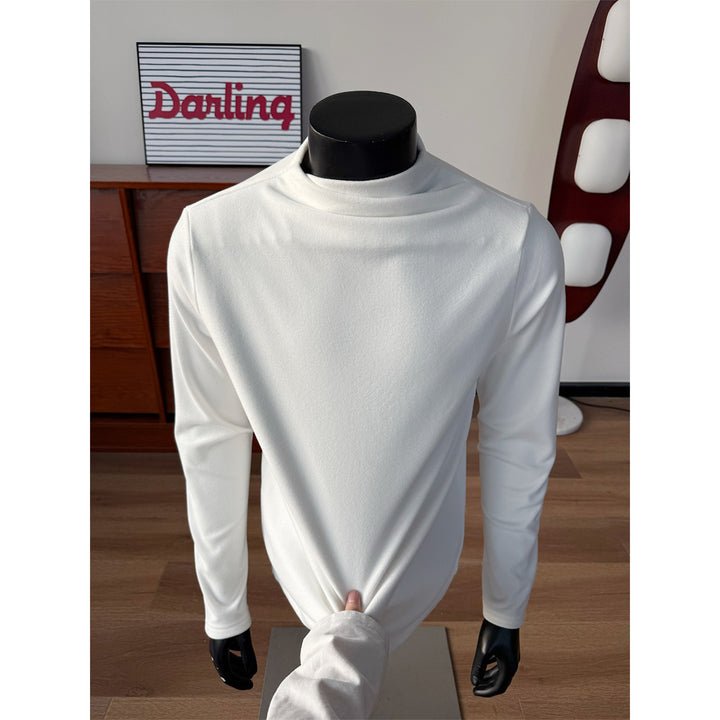 Herren Feines Stretch-Langarmshirt mit kurzem Stehkragen und schlanker Silhouette Drune