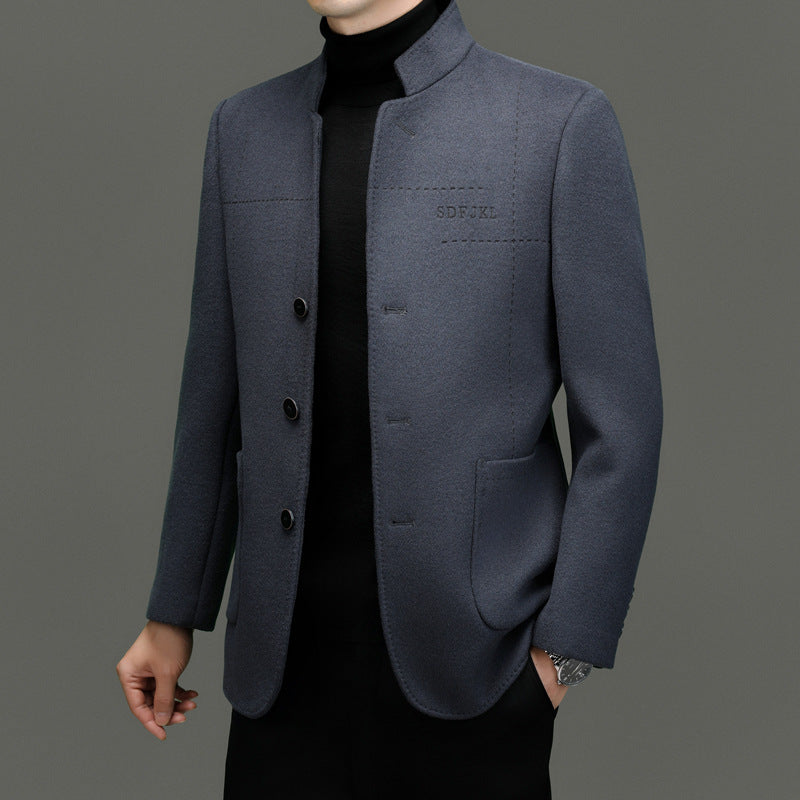 Herren elegante Wolljacke im modernen Schnitt mit Stehkragen und praktischen Taschen Drune